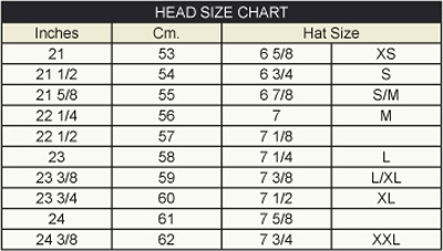 Juggling Hat SIze Chart