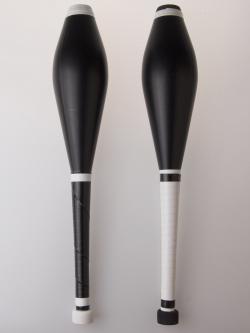 black and white juggling clubs